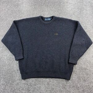 Jackson Bay Sweater Mens 2XL Blue Speck Ribbed Wool Crewneck Chunky New Zealand